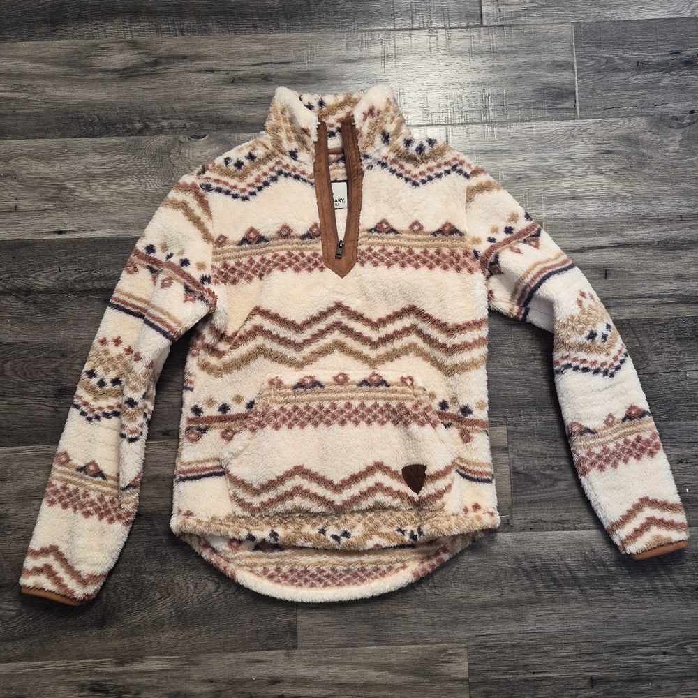 Legendary Whitetails Women's Patterned Sherpa Sweater - Cream and Brown